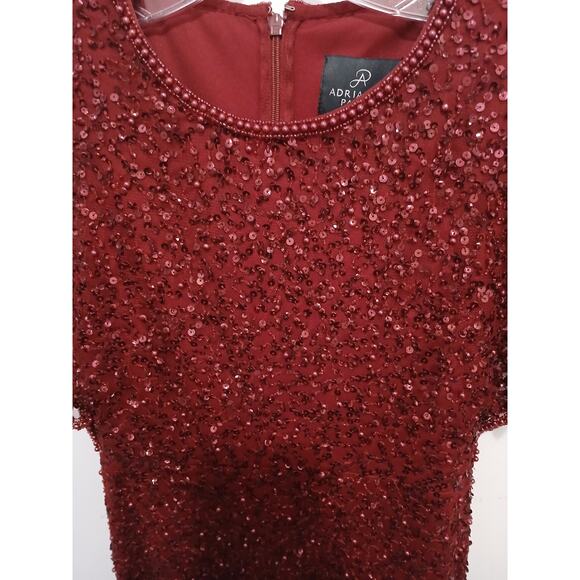 Adriana Papell Beaded Sequin Midi Dress Sz 0 Petite Holiday Christmas New Year's - Picture 4 of 16